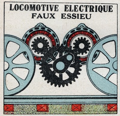 Ferrocarriles eléctricos: eje falso de una locomotora eléctrica. Ilustración anónima de 1925. Colección privada. de Anonymous Anonymous