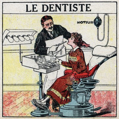 Herramientas eléctricas: el dentista. Ilustración anónima de 1925. Colección privada. de Anonymous Anonymous