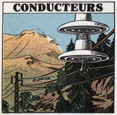 Fenómenos eléctricos: conductores de electricidad. Ilustración anónima de 1925. Colección privada. de Anonymous Anonymous