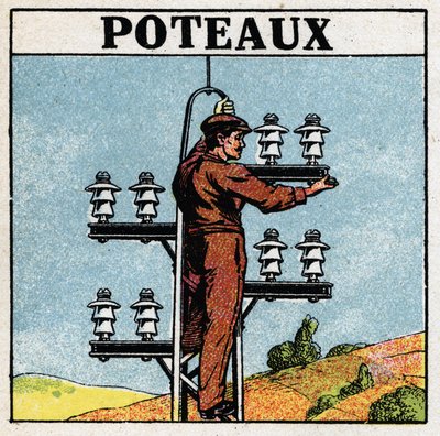 Tuberías eléctricas: postes eléctricos. Ilustración anónima de 1925. Colección privada. de Anonymous Anonymous
