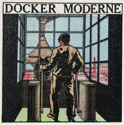 Herramientas eléctricas: estibador moderno (años 1920). Ilustración anónima de 1925. Colección privada. de Anonymous Anonymous