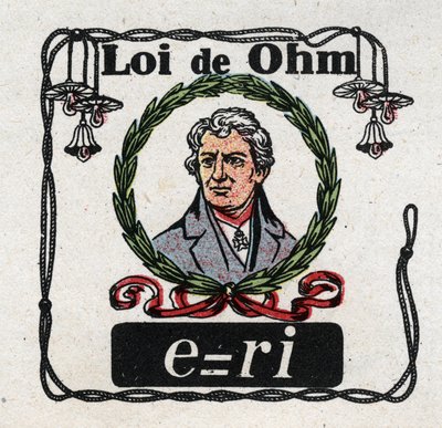 Unidades eléctricas: la Ley de Ohm por el físico George Simon Ohm (1787-1854). Ilustración anónima de 1925. Colección privada. de Anonymous Anonymous