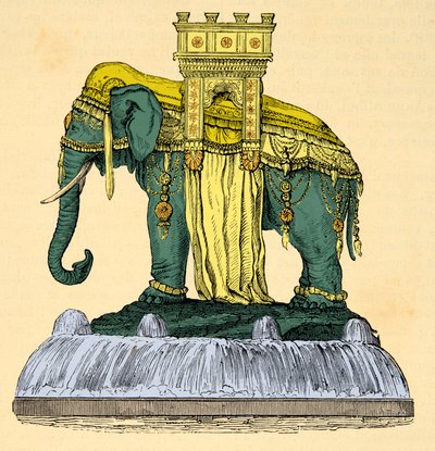 Proyecto de fuente de elefante en la Plaza de la Bastilla, demolida en 1840 (Grabado, colección privada) de Anonymous Anonymous