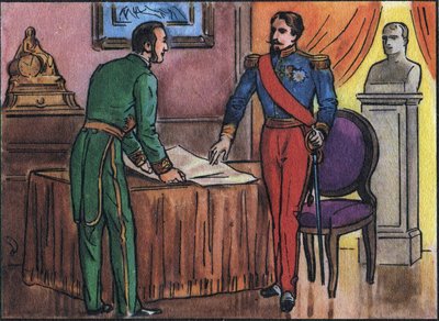 Emperador Napoleón III (1808-1873) con el Barón Georges Haussmann (1809-1891) Ilustración anónima en “Collection des souverains et chefs d