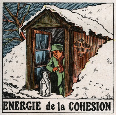 Energía de cohesión: el agua fría rompe el jarrón. Ilustración anónima de 1925. Colección privada. de Anonymous Anonymous