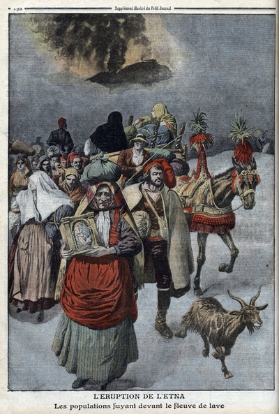 Erupción del Monte Etna, ilustración de 