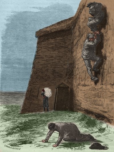 Escape del Bagne de Rochefort en el siglo XIX. Grabado en “Histoire des bagnes depuis leur creación à nos jours” (1877) por Pierre Zaccone (1817-1895). Colección privada. de Anonymous Anonymous
