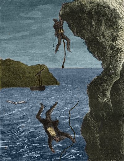 Fuga de dos fuerzas del bagne de Belle-Ile-en-Mer en el siglo XIX. Grabado en “Histoire des bagnes depuis leur création à nos jours” (1877) por Pierre Zaccone (1817-1895). Colección privada. de Anonymous Anonymous