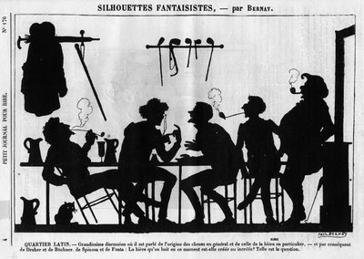 Siluetas fantásticas por Bernay. Caricatura sobre intelectuales parisinos: 