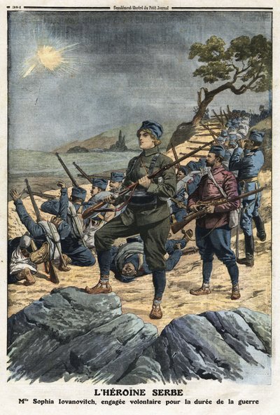 Primera Guerra de los Balcanes: retrato de Sophia Yovanovich, una joven serbia que se ofreció como voluntaria contra Turquía. Ilustración tomada de “Le Petite Journal” 01/12/1912. Colección privada de Anonymous Anonymous
