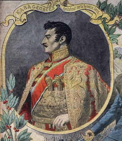 Primera Guerra Mundial 1914-1918: Retrato de Georges Petrovic llamado Karageorges (1752-1817), un estadista serbio y fundador de la dinastía Karadordevic. Grabado en "Le Petite Journal" de Anonymous Anonymous