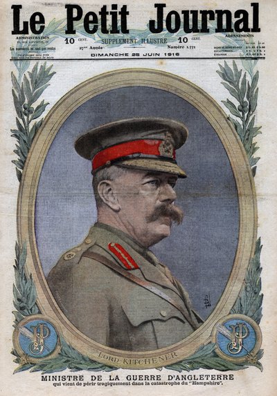 Primera Guerra Mundial 1914-1918. Retrato del Ministro de Guerra en Inglaterra Horatio Herbert Kitchener (1850-1916). En 
