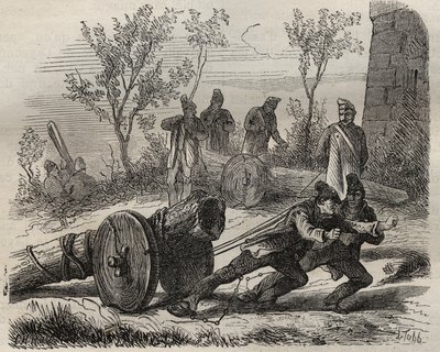 Forzados leñadores en el bagne de Toulon en el siglo XIX. Grabado en “Histoire des bagnes depuis leur création à nos jours” (1877) de Pierre Zaccone (1817-1895). Colección privada. de Anonymous Anonymous