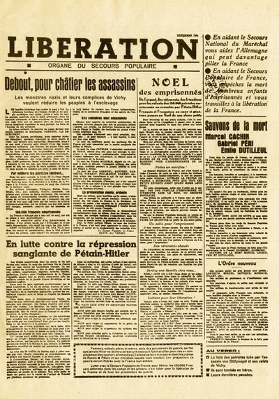 Resistencia francesa contra las fuerzas alemanas - movimientos de Resistencia a la Ocupación alemana - periódico clandestino - Liberación de noviembre de 1941 - Periódico clandestino del movimiento de resistencia Liberación-Sud de Anonymous Anonymous