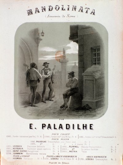Frontispicio de partitura de Mandolibata de E Paladilhe de Anonymous Anonymous