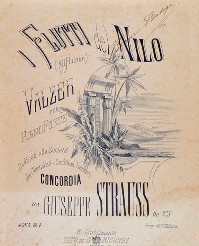 Frontispicio de partituras musicales de Valses de las Aguas del Nilo para Piano de Josef Strauss de Anonymous Anonymous