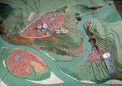 Civilización galorromana: modelo de la ciudad de Lyon entre 50 a.C. y 100 d.C. Lyon, museo arqueológico de Anonymous Anonymous