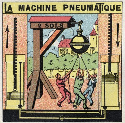 Presión de gas: la máquina neumática. En una feria, se instalaron enormes hemisferios que los hombres intentaron, en vano, separar. Atracción inspirada en la experiencia de Otto von Guericke de Anonymous Anonymous
