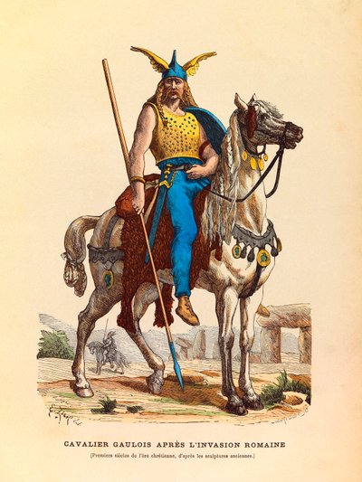 Jinete galo después de la invasión romana (primeros siglos de la era cristiana), grabado - colección privada de Anonymous Anonymous