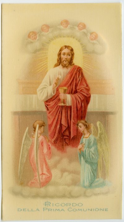 Imagen sagrada: Primera Comunión, Jesús sosteniendo la hostia de Anonymous Anonymous