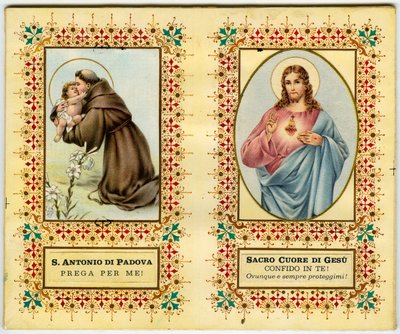 Imagen sagrada: San Antonio de Padua y Jesús con el sagrado corazón (impresión) de Anonymous Anonymous