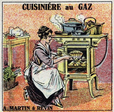 Calefacción doméstica: estufa de gas Arthur Martin. Ilustración anónima de 1925. Colección privada. de Anonymous Anonymous
