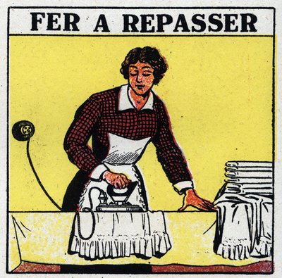 Usos domésticos de la electricidad: plancha. Ilustración anónima de 1925. Colección privada. de Anonymous Anonymous
