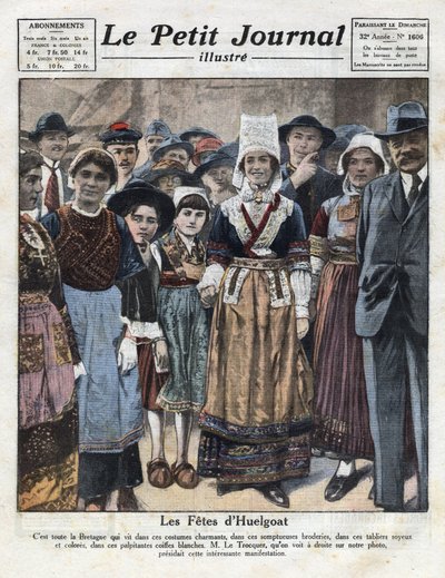 Fiestas de Huelgoat en traje tradicional bretón con motivo de una iniciativa a favor del renacimiento de las costumbres regionales. Ilustración tomada de “Le petit journal illustrious” del 09/10/1921. Colección privada de Anonymous Anonymous