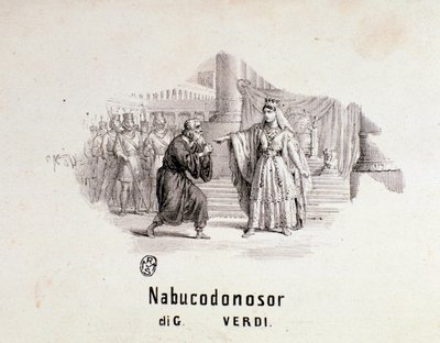 Frontispicio ilustrado de la partitura musical de Nabucco ópera de Giuseppe Verdi de Anonymous Anonymous