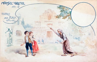 Ilustración de la ópera Hansel und Gretel de Humperdinck, durante la interpretación en el teatro alla Scala de Anonymous Anonymous