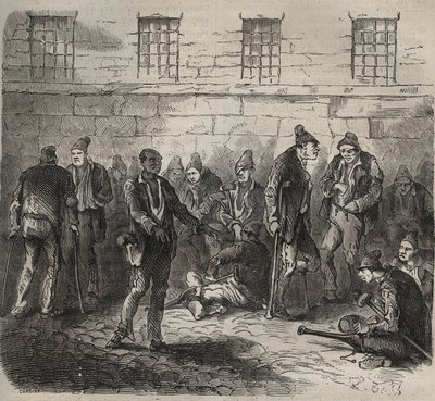Fuerzas enfermas en el Bagne de Toulon en el siglo XIX. Grabado en “Histoire des bagnes depuis leur création à nos jours” (1877) por Pierre Zaccone (1817-1895). Colección privada. de Anonymous Anonymous