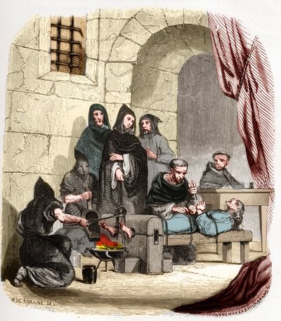 Inquisición en España en el siglo XV: María de Borgoña (1457-1482), acusada de ser judía, es torturada por Pedro de Arbues (1441/1442-1485), inquisidor español. de Anonymous Anonymous