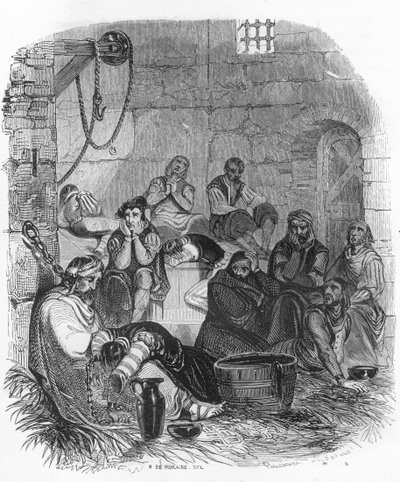 Interior de una prisión de la Inquisición - Ilustración en “Misterios de la Inquisición y Otras Sociedades Secretas de España” por Victor de Fereal, Suberwick, Manuel Galo de Cuendias. Publicado por P. Boizard de Anonymous Anonymous