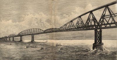 Proyecto de puente internacional sobre el Canal entre Calais y Folkestone - 1890 - grabado 1890 de Anonymous Anonymous