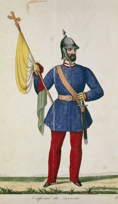 Guardia nacional italiana: uniforme de invierno (grabado) de Anonymous Anonymous