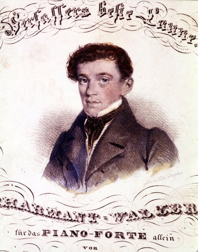 Johann Strauss padre (1804-1849). Retrato en una partitura de Anonymous Anonymous