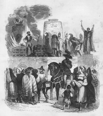 La quema en la hoguera - muerte por quema - Ilustración en “Misterios de la Inquisición y otras sociedades secretas de España” de Victor de Fereal, Suberwick, Manuel Galo de Cuendias. Publicado por P. Boizard de Anonymous Anonymous