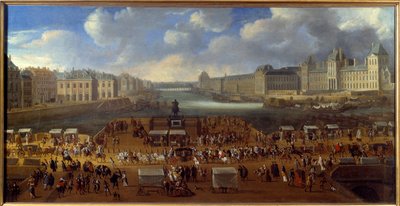 Le Pont Neuf visto desde la entrada a Place Dauphine, paso de un cortejo en el puente en 1669. Pintura anónima. París, museo Carnavalet de Anonymous Anonymous