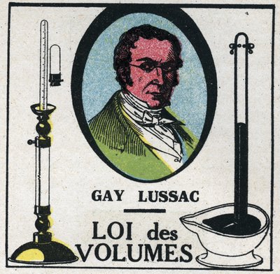 Los átomos: ley de los volúmenes de Louis-Joseph Gay-Lussac (1778-1818). Ilustración anónima de 1925. Colección privada. de Anonymous Anonymous