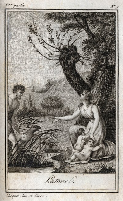 Leto, Letone, Latona, Grabado de 1819 en “Lettres a Emilie sur la mythologie” de Charles Albert Demoustier (1760-1801). Colección privada. de Anonymous Anonymous