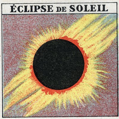Propagación de la luz: eclipse solar. Ilustración anónima de 1925. Colección privada. de Anonymous Anonymous