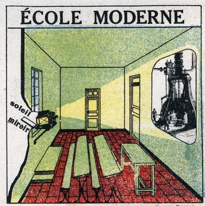 Proyección de luz: uso de un proyector en un aula en la década de 1920. Ilustración anónima de 1925. Colección privada. de Anonymous Anonymous