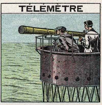 Reflexión de la luz: el telémetro utilizado para la navegación. Ilustración anónima de 1925. Colección privada. de Anonymous Anonymous