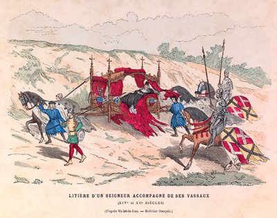 Litera de un noble acompañado por sus vasallos en el siglo XV de Anonymous Anonymous