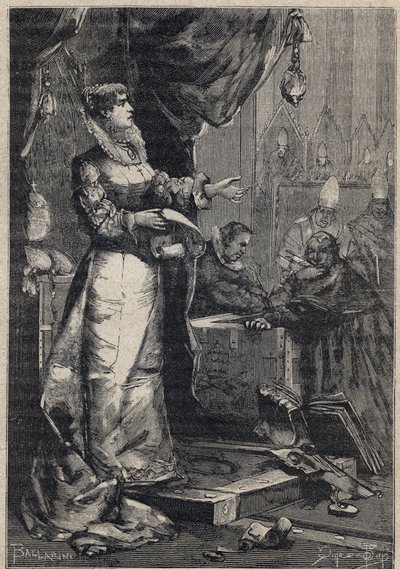 Lucrezia Borgia en el Vaticano - grabado de 