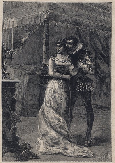 Lucrezia Borgia con su primer esposo Giovanni Sforza d