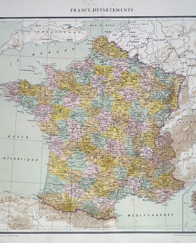 Mapa: Departamentos de Francia. Atlas de los años 1950. de Anonymous Anonymous