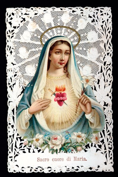 Mater dolorosa Sagrado Corazón. Imagen piadosa. Cromolitografía con recorte y dentado. Principios del siglo XX colección privada de Anonymous Anonymous