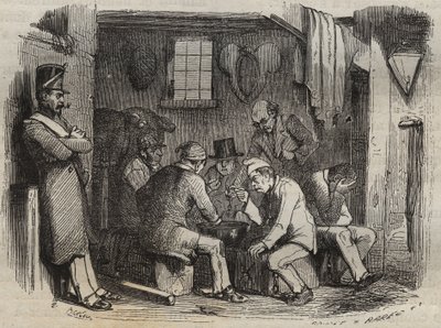 Comida de los forzados en el bagne de Rochefort en el siglo XIX. Grabado en "Histoire des bagnes depuis leur création à nos jours" (1877) por Pierre Zaccone (1817-1895). Colección privada de Anonymous Anonymous