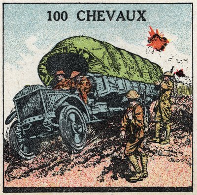 Tracción mecánica: camión militar de hasta 100 caballos de fuerza. Ilustración anónima de 1925. Colección privada. de Anonymous Anonymous